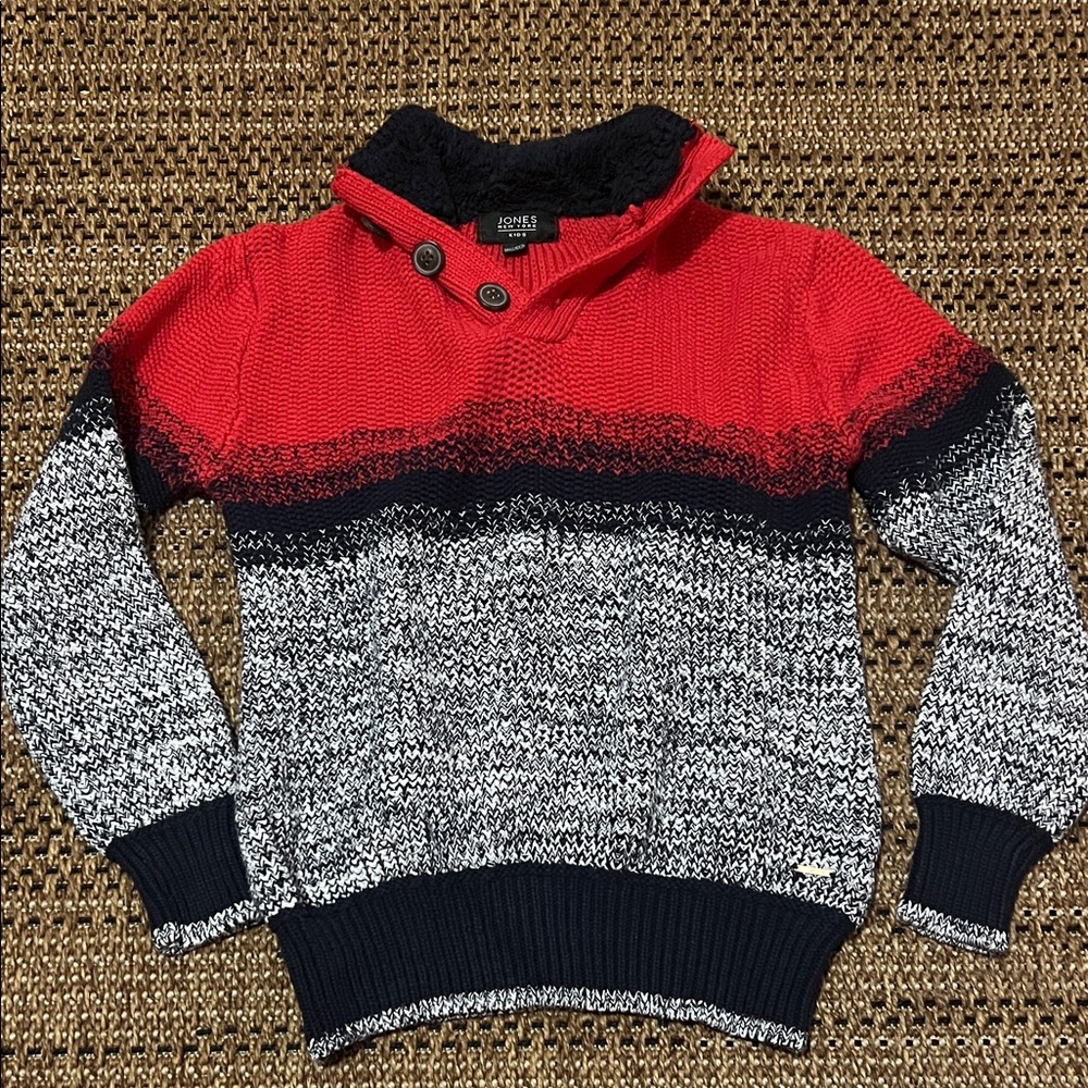 Jones New York Red and Black Knit Sweater